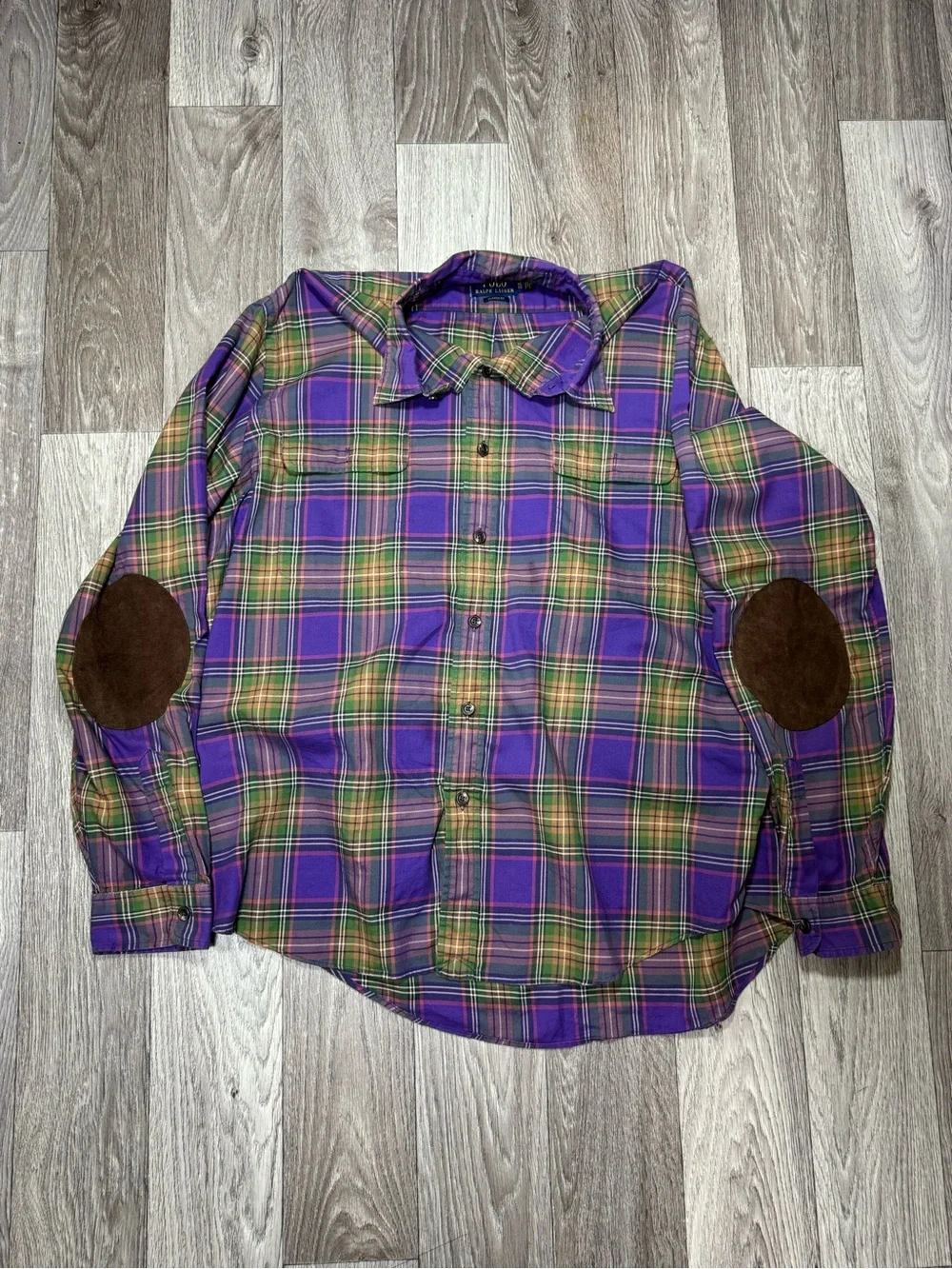 Polo Ralph Lauren Shirt Men's XL Purple Elbow Patch Button Up